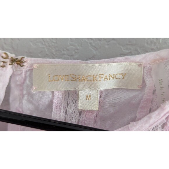 LoveShackFancy Natasha Heritage Mini Dress Women's Size Medium Peony Pink Dress - Picture 4 of 9